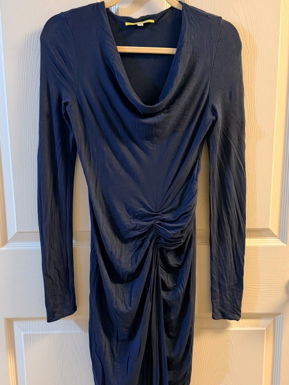 Gianni Bini Navy Long Sleeve Draped Twist Front dress